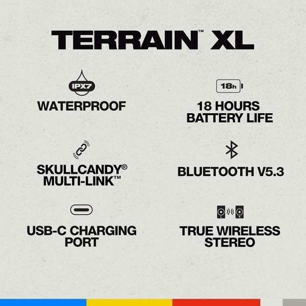 SKULLCANDY TERRAIN XL WIRELESS BT PORTABLE SPEAKER-BONE/ORANGE GLOW - 2SKSK1848I0L2