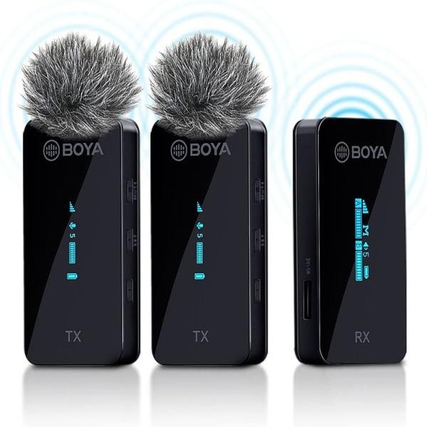 Boya BY-XM6-S2 Digital Camera-Mount True-Wireless 1-Person Microphone System (2.4 GHz) (2 Transmitter + 1 Receiver)-BY-XM6-S2