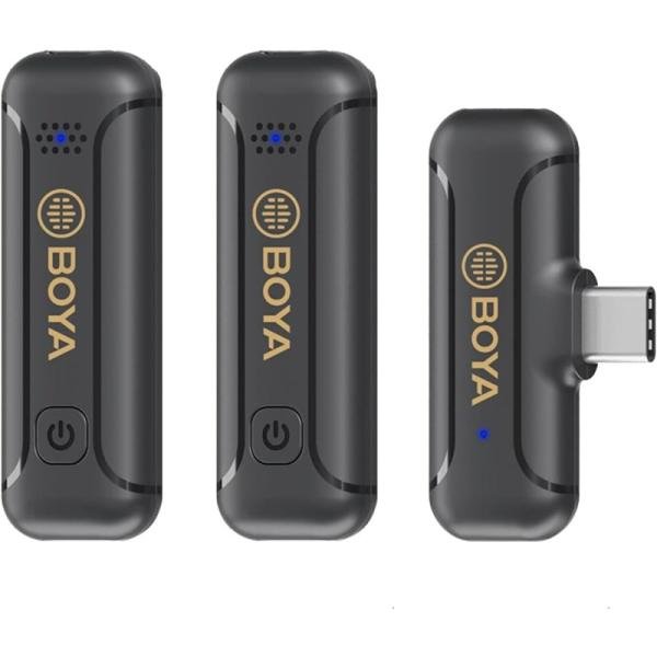 Boya 2.4Ghz wirless micrphone, 1+2, Mfi Lightninig, USB type-C for Android devices-BY-WM3T2-U2