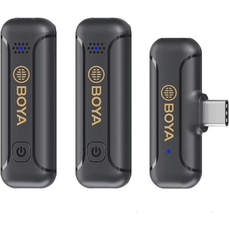 Boya 2.4Ghz wirless micrphone, 1+2, Mfi Lightninig, USB type-C for Android devices-BY-WM3T2-U2