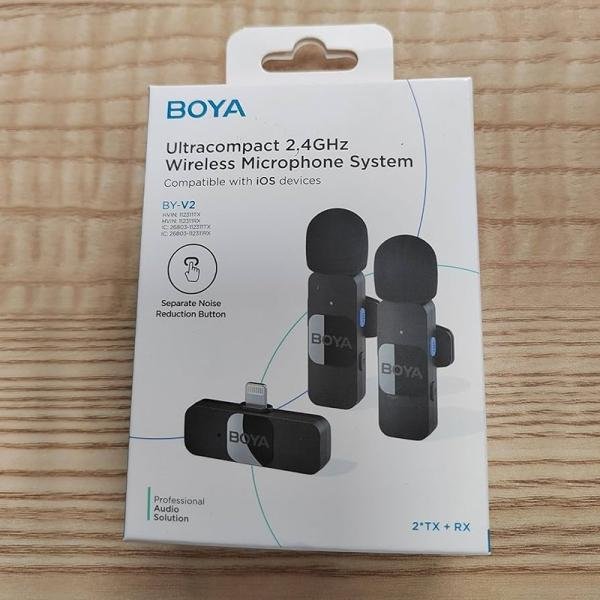 Boya Wireless Microphone System, Compatible with Apple iOS devices 1+2-BY-V2