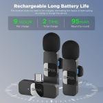 Boya 2.4 GHz Dual Omnidirectional Wireless Microphone System for Android Type-C Device, Black, 2TR+1RX-BY-V20