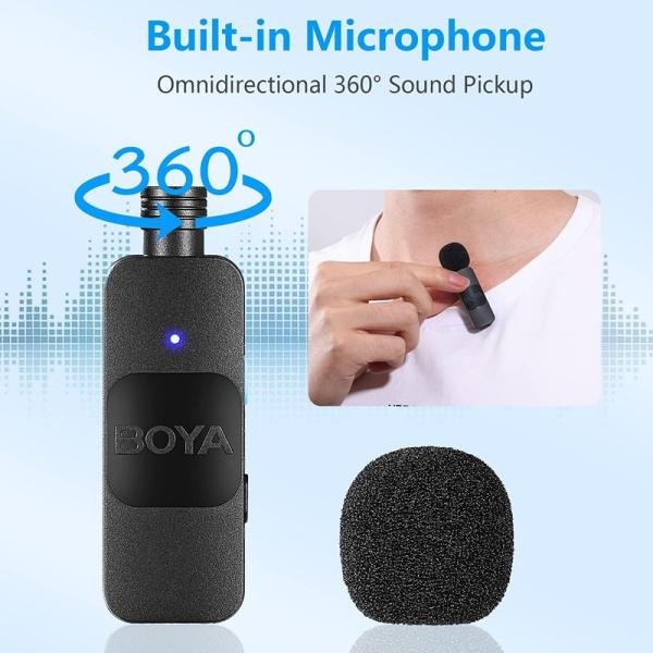Boya 2.4 GHz Dual Omnidirectional Wireless Microphone System for Android Type-C Device, Black, 2TR+1RX-BY-V20