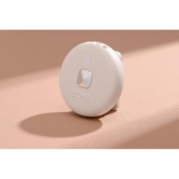 Boya Omic-D-W Wireless Microphone,Noise Cancelling Wireless Microphones for iPhone with Wireless Charging Case & Magnetic Clip, Lightning connector-White-Omic-D(white)
