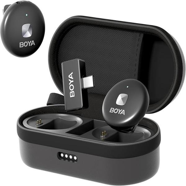 Boya Omic-U-B Wireless Microphone System, USB-C Plug and Play Mini Mic for Android Phone-White-Omic-U(black)