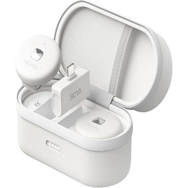 Boya Omic-U-B Wireless Microphone System, USB-C Plug and Play Mini Mic for Android Phone-Black-Omic-U(white)