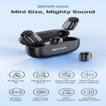 Boya Boyamini 2.4GHz Wireless Microphone for iPhone/iPad Android Device with 2 Plugs&2 Ultra Mini Mics with 30H Usage-Black-BOYAMINI