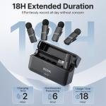 Boya BY-V4U Wireless Lavalier Microphone for iPhone 15/16 Series Type C Smartphone with charging case, 4-channel Omnidirectional Noise Canceling Lapel Mics-BY-V4U