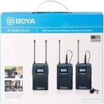 Boya Wireless Lavalier Microphone System Audio Recorder with 2 Bodypack Transmitters, 1 Portable Receiver Compatible for Canon Nikon Sony Panasonic DSLR Camera-BY-WM8 Pro-K2