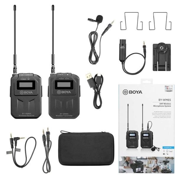 Boya UHF Wireless microphone for DSLR'S, MIXERS TX+RX-BY-WM6S