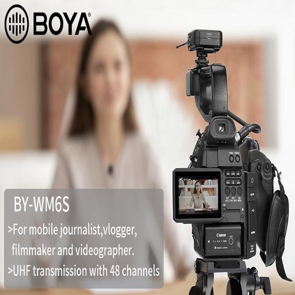 Boya UHF Wireless microphone for DSLR'S, MIXERS TX+RX-BY-WM6S