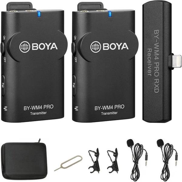 Boya 2.4GHz Wireless Mic , Dual-channel Receiver, Specially for iPad, iPhone, iPod touch-BY-WM4 Pro-K4
