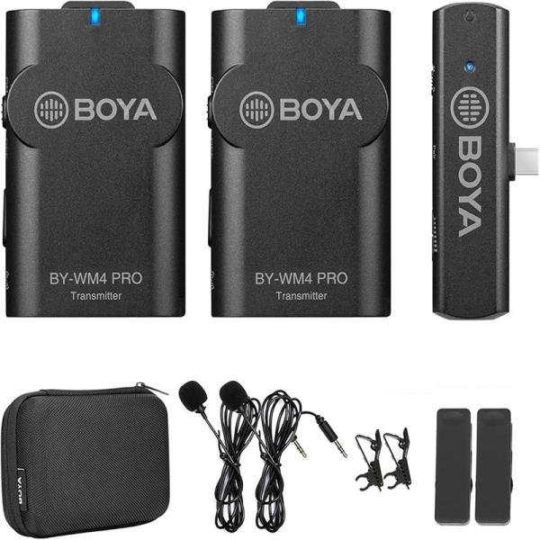 Boya 2.4GHz Wireless Mic , Dual-channel Receiver, Specially for Android devices and other Type-C devices-BY-WM4 Pro-K6