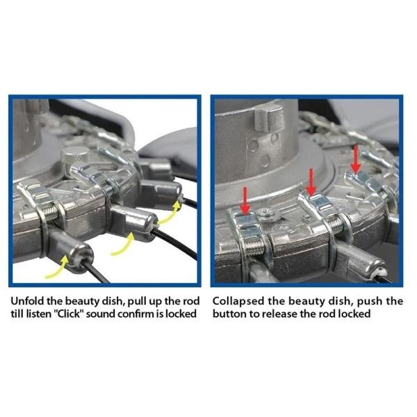 Phottix Rani 60 Folding Beauty Dish (60cm, 24", Silver, 16-Rod)