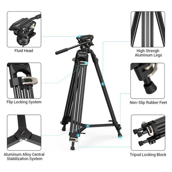 SmallRig Heavy-Duty Fluid Head Tripod AD-01 3751