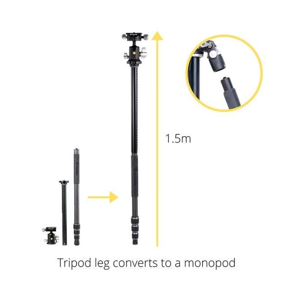 Vanguard VEO 3T+ 234CB VERSATILE CARBON FIBRE TRAVEL TRIPOD WITH DUAL AXIS BALL HEAD - 10KG LOAD CAPACITY