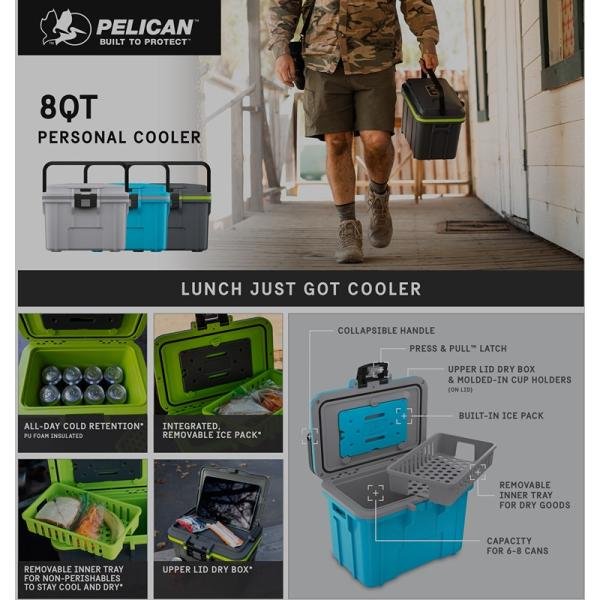 Pelican 8QT PERSONAL COOLER BLUE/GRY - 8Q-1-CLBLUGRY